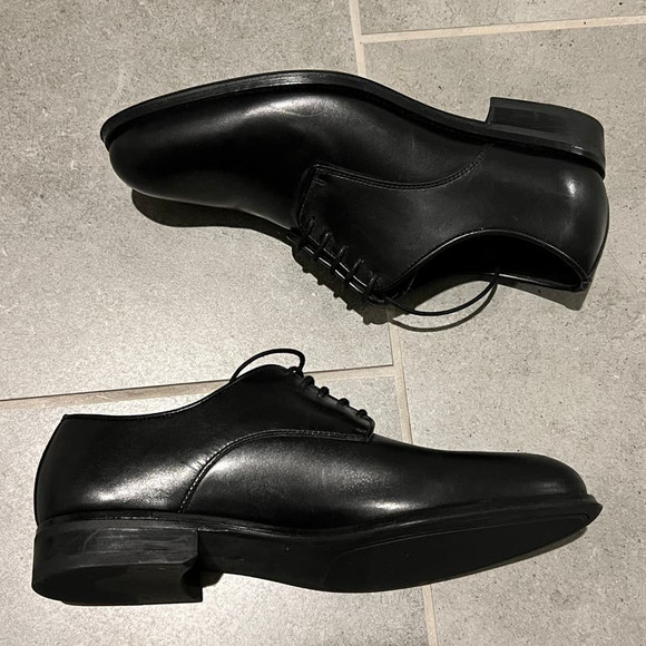 Massimo Dutti Cowhide Leather Derby Shoes Black Men\'s Size 41 Lace Up Almond Toe main image 6